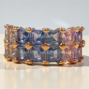 🆕 Bomb Party - Dazzling - Rainbow Gemstone Ring - Gold Plated - NWOT - Sz 6